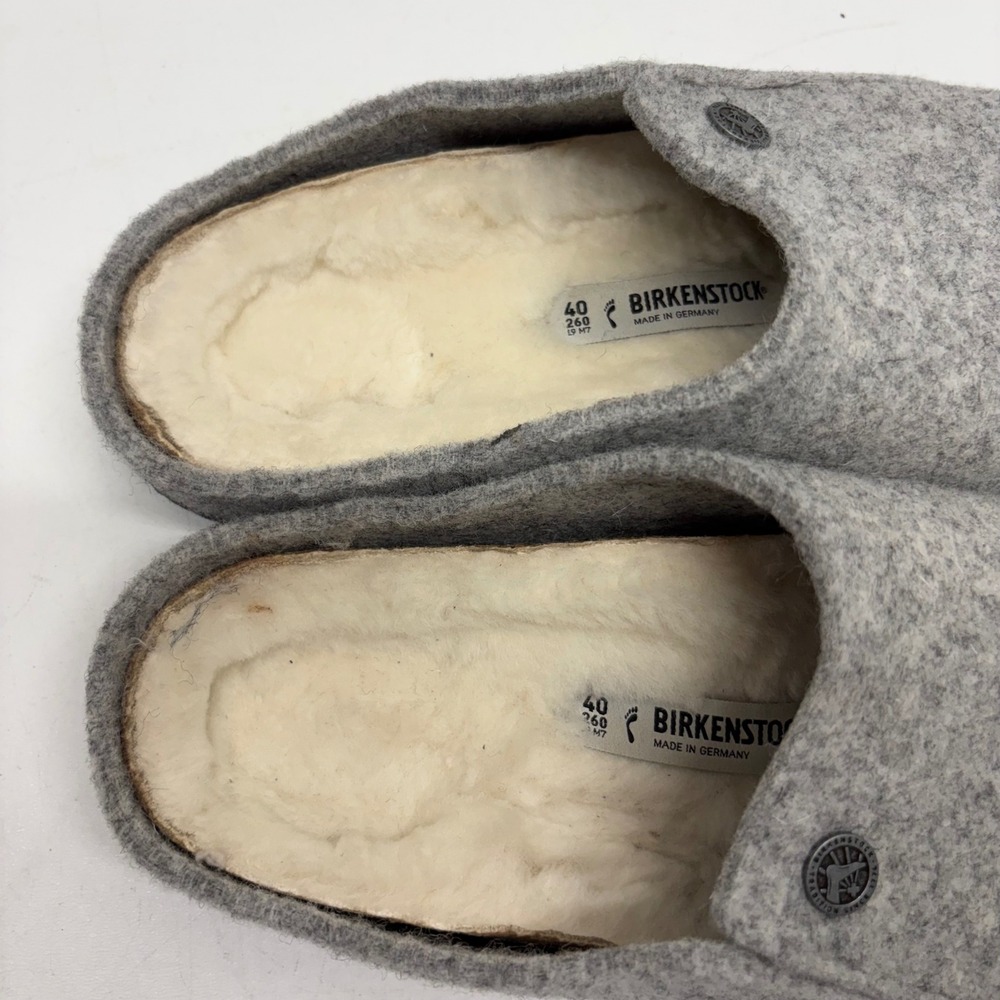 Birkenstock Clogs Women 9 Gray Wool Zermatt Shearling Lined Slipper Comfort Shoe - Picture 9 of 11